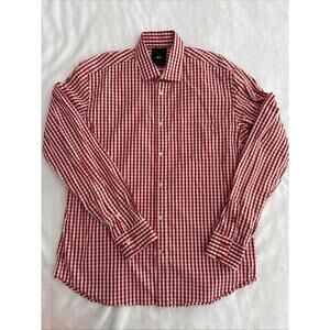 UNDER ARMOUR UA MADE IN ITALY Men's Button Up LS Shirt Large L Red White Gingham